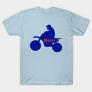 Dirt bike Motocross silhouette Braaap in Blue T-Shirt